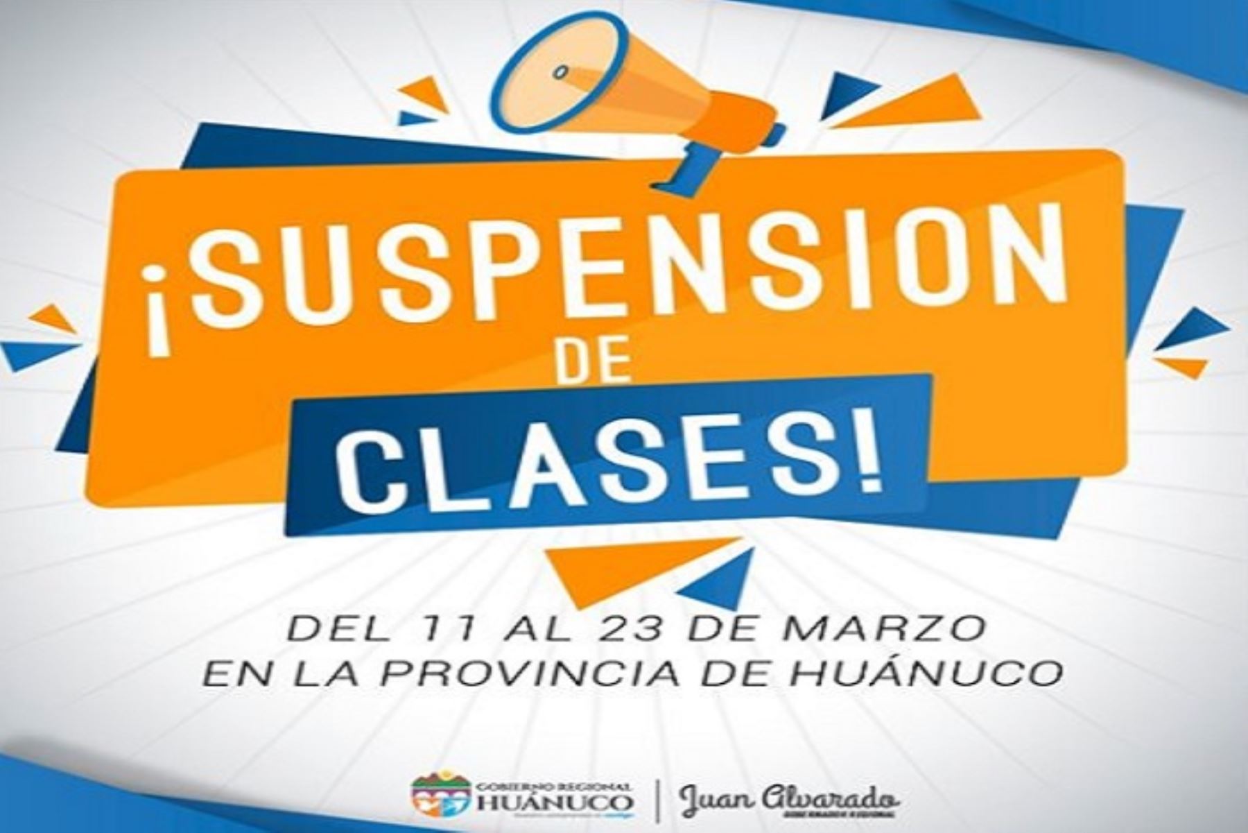 Desde hoy hasta el lunes 23 de marzo fueron suspendidas las clases escolares en la provincia de Huánuco.