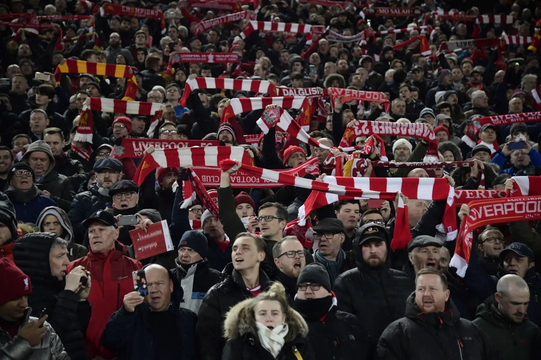 La alegría del Atlético de Madrid antes de la UEFA Champions League de octavos de final partido de fútbol entre Liverpool y el Atlético de Madrid.
Foto: AFP
