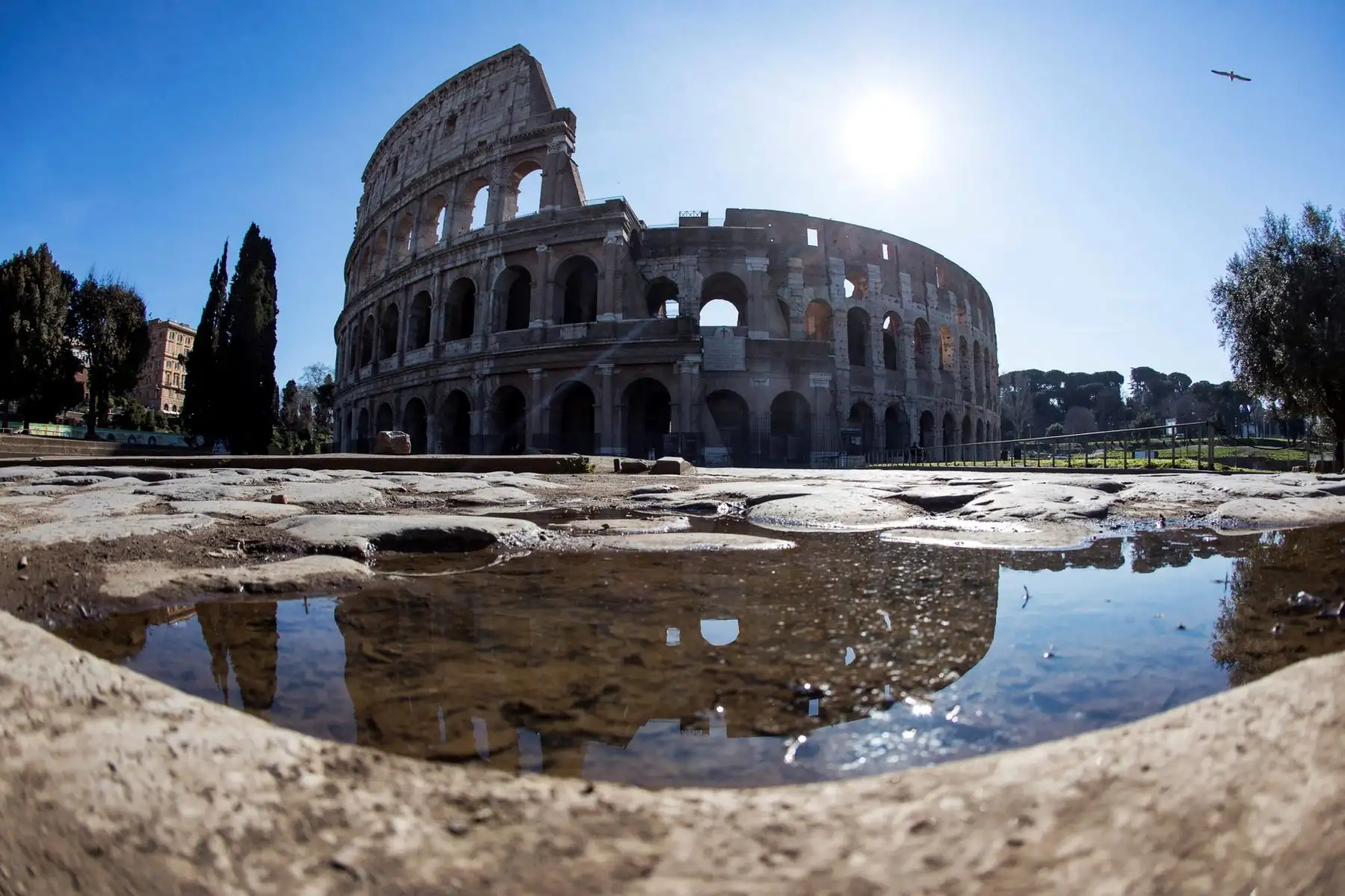 Vista del Coliseo, uno de los sitios más famosos de la Roma antigua e imán turístico del país luce desierto, en Roma (Italia). Foto: EFE