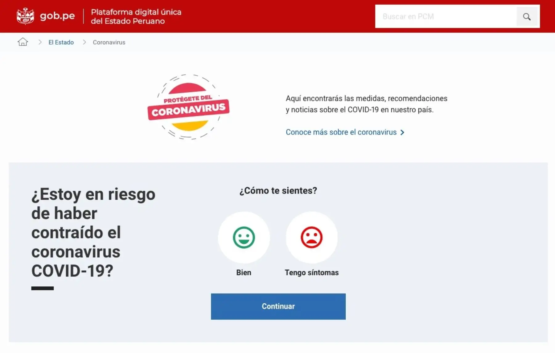 Plataforma virtual único con información oficial sobre coronavirus.