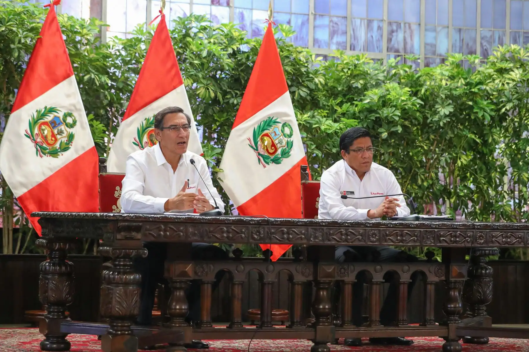 Presidente Martin Vizcarra y primer ministro Vicente Zeballos informan sobre las medidas del Estado de Emergencia Nacional. Foto: ANDINA/Prensa Presidencia