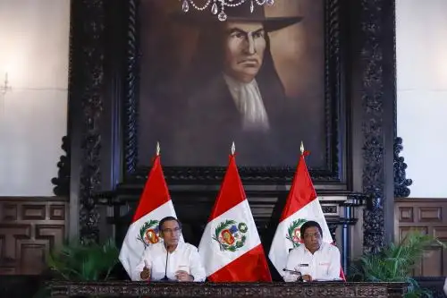 El presidente de la República, Martín Vizcarra, ofreció una nueva conferencia de prensa para dar detalles sobre las acciones frente al coronavirus. Foto: ANDINA/Prensa Presidencia