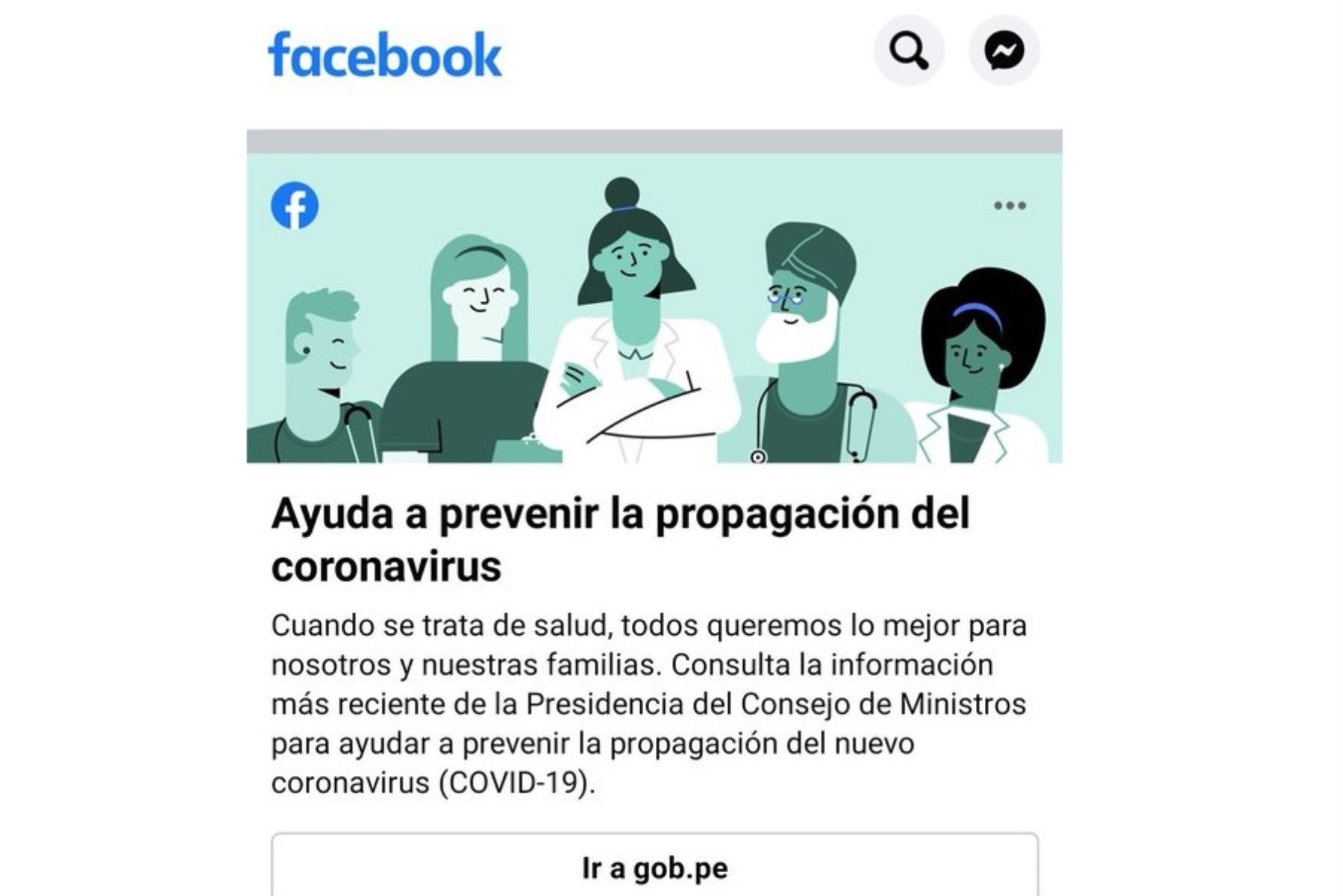 En el Perú, la página sobre coronavirus del portal único Gob.pe ha sido presentada como la plataforma oficial