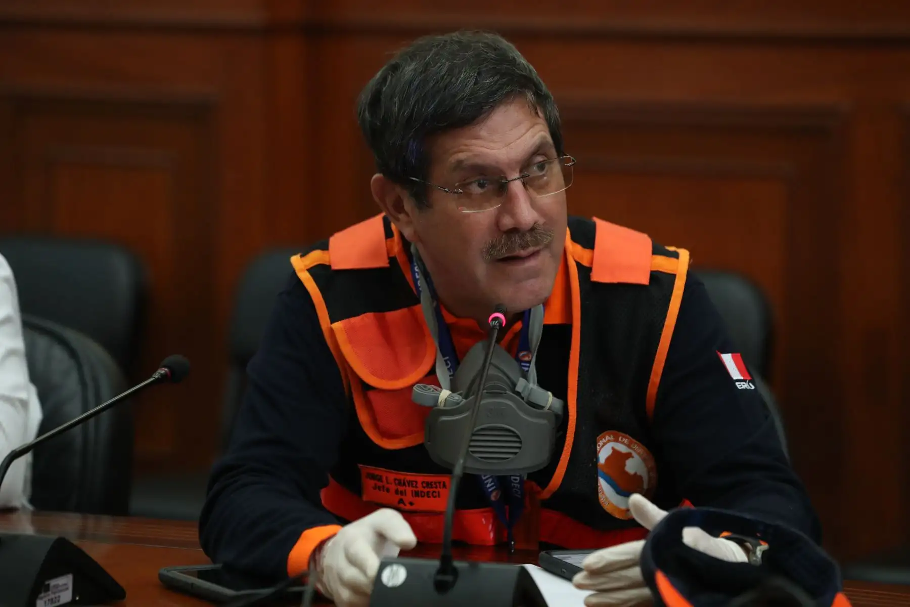Gral.Jorge Chávez, jefe de Indeci participò en la sesión de la Comisión Multisectorial Coronavirus.Foto: ANDINA/PCM