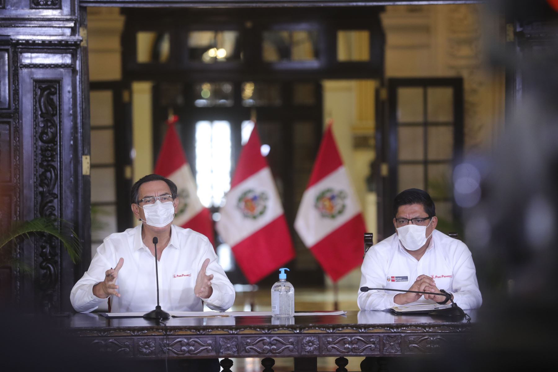 Presidente Vizcarra y ministros  informa sobre las medidas y acciones que se implementan por el estado de emergencia nacional. 
Foto: ANDINA/ Prensa Presidencia