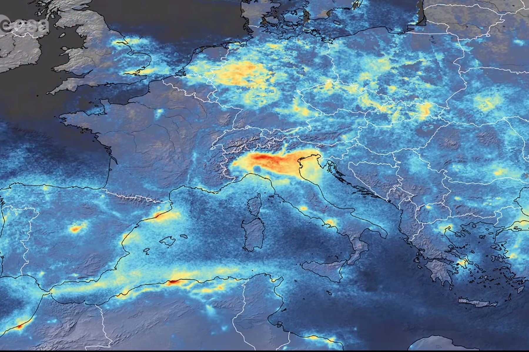 Imágenes satelitales de la ESA muestran una importante reducción de dióxido de nitrógeno sobre los países europeos.