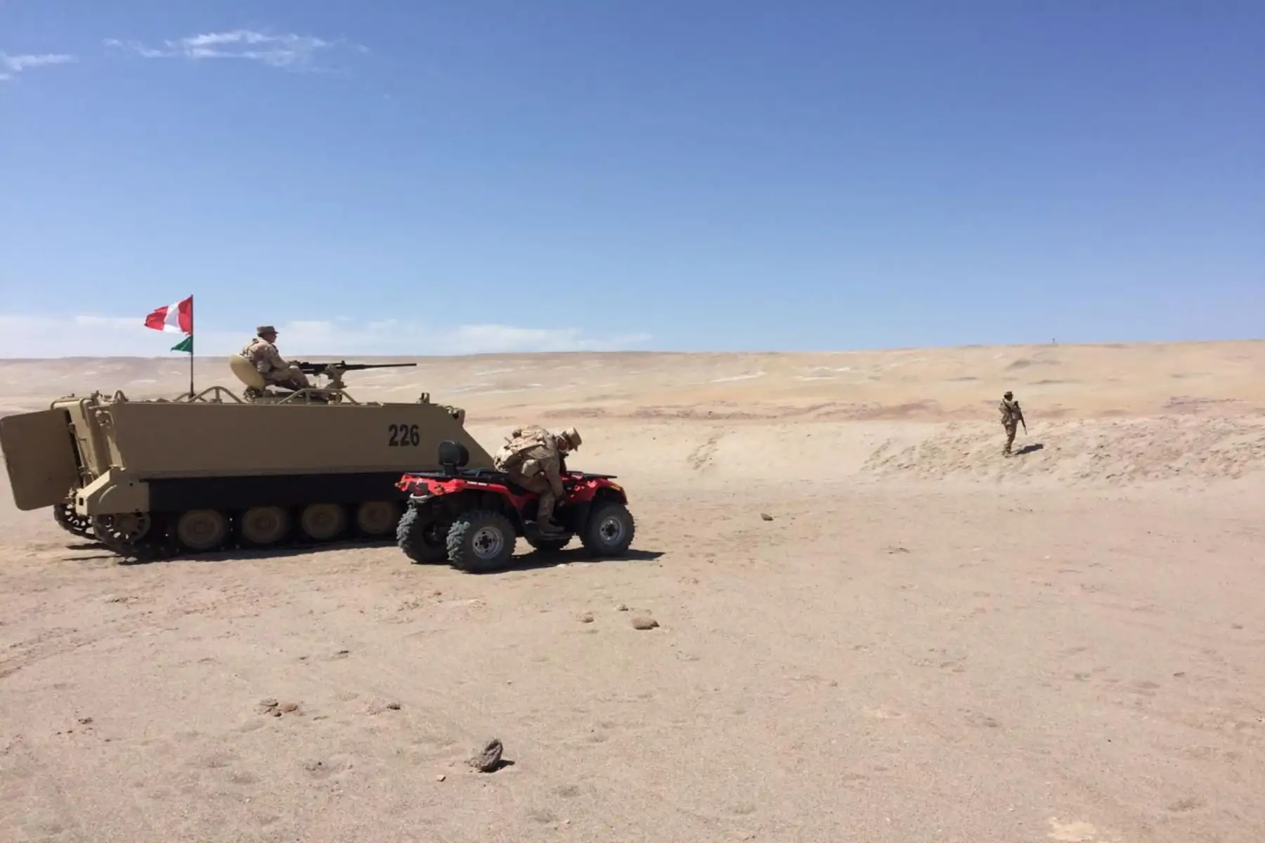 Se refuerza el patrullaje del Ejército,en la frontera Sur, con el apoyo de drones, cuatrimotos y la caballería.
Foto: Ejército del Perú