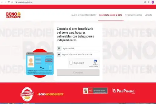 Página web: Bono independiente.