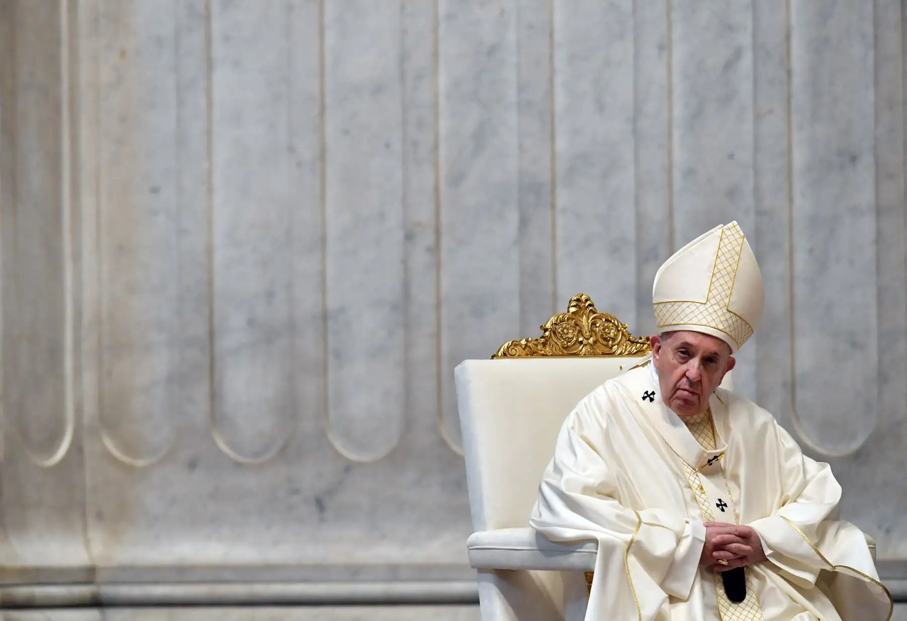 Papa Francisco oficia misa de Jueves Santo a puertas cerradas en Basílica de San Pedro. Foto: AFP