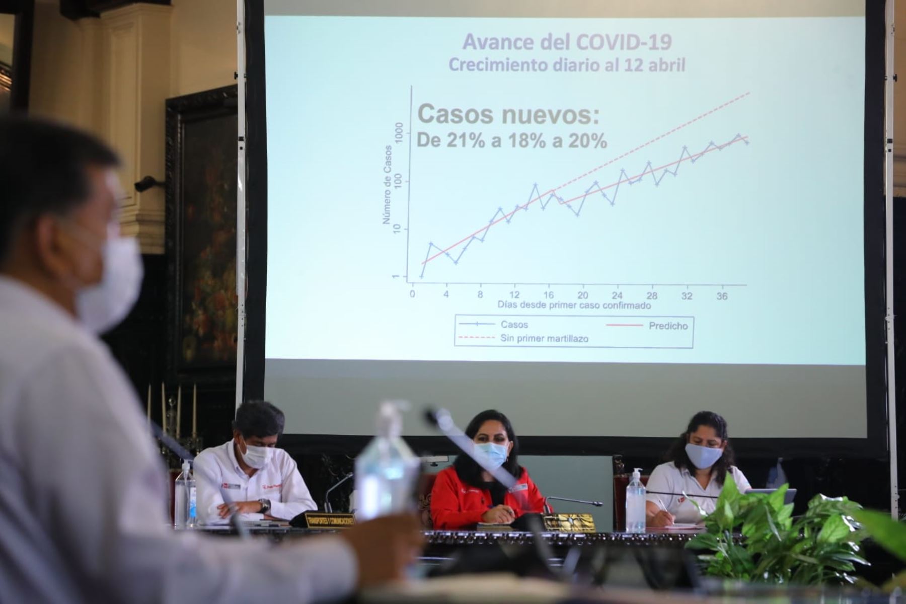 El presidente Martín Vizcarra ofrece  conferencia, junto a sus ministros de Estado para informar  el avance de las medidas adoptadas por el estado de emergencia nacional para contener el avance del coronavirus en el país. Foto: ANDINA/Prensa Presidencia