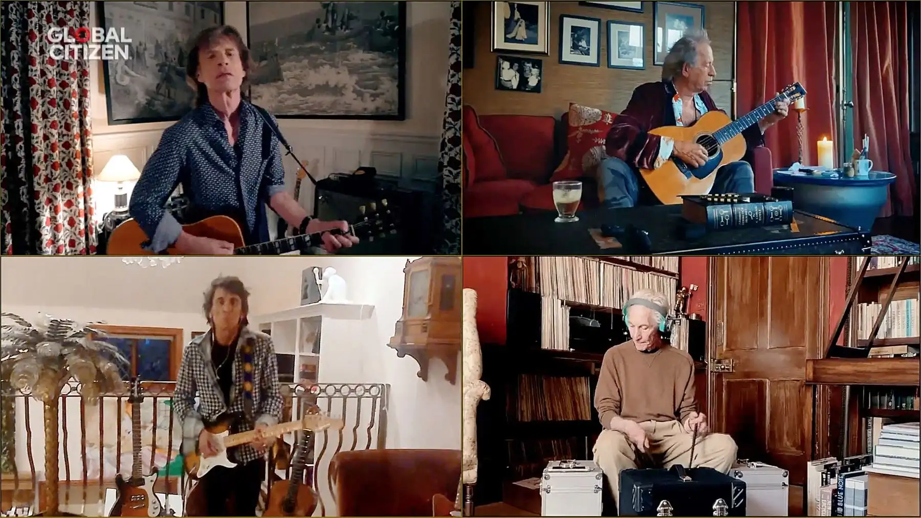 The Rolling Stones se presentan durante el concierto virtual "One World: Together At Home" presentado por Global Citizen. La transmisión global y el especial digital se realizó para apoyar a los trabajadores de atención médica de primera línea y al Fondo de Respuesta Solidaria al COVID-19 para la Organización Mundial de la Salud, impulsado por la Fundación de las Naciones Unidas. Foto: AFP
