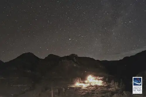 Horizonte Norte - Vista desde el Observatorio Astronómico de Moquegua el 17 de abril del 2020 a las 03:37 hora local. El radiante de las Líridas se localiza entre las constelaciones de Hércules y la Lira. Foto: Agencia Espacial del Perú - Conida