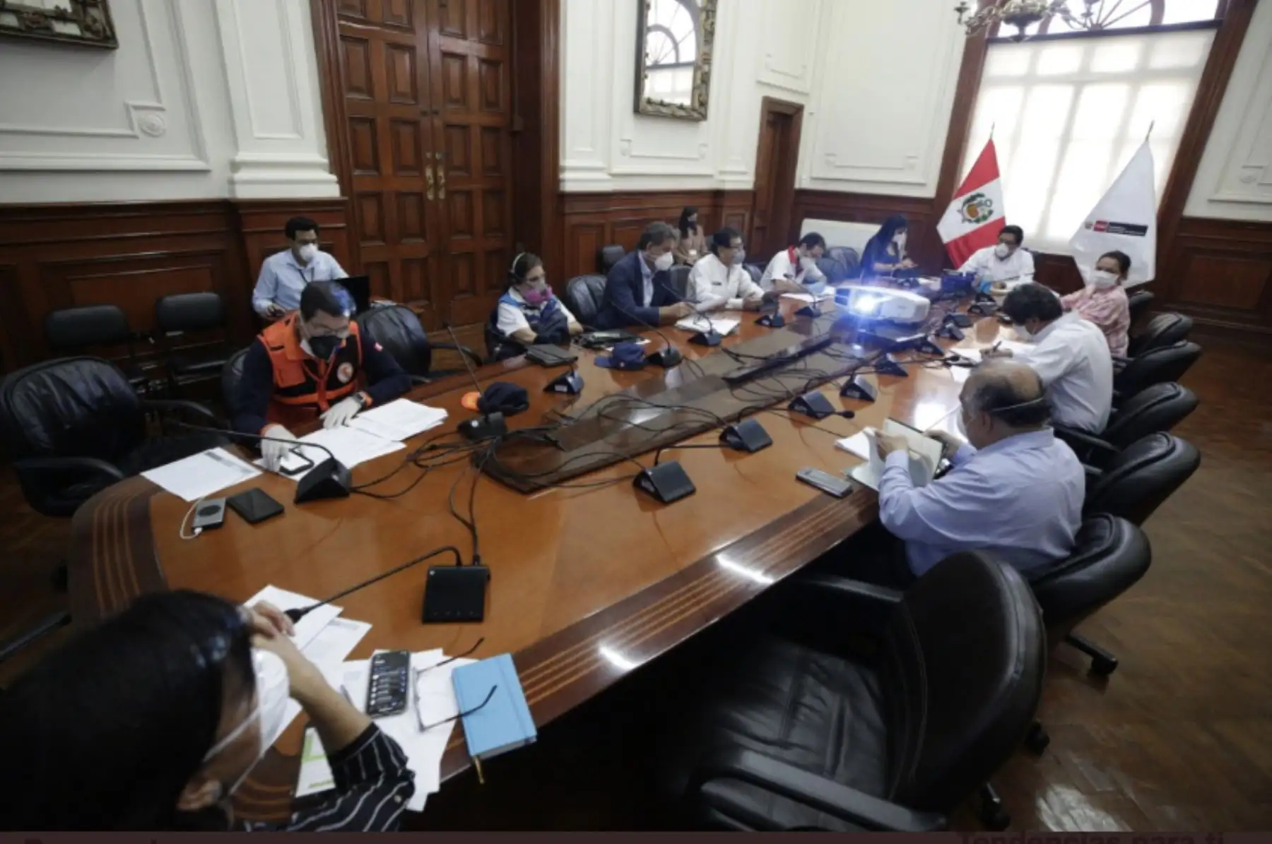 Presidente del consejo de ministros Vicente Zeballos se reúne con Miembros de la Comisión Multisectorial de Alto Nivel contra el Coronavirus, para evaluar las medidas del Ejecutivo en el marco del Estado de Emergencia Nacional.Foto:ANDINA/PCM