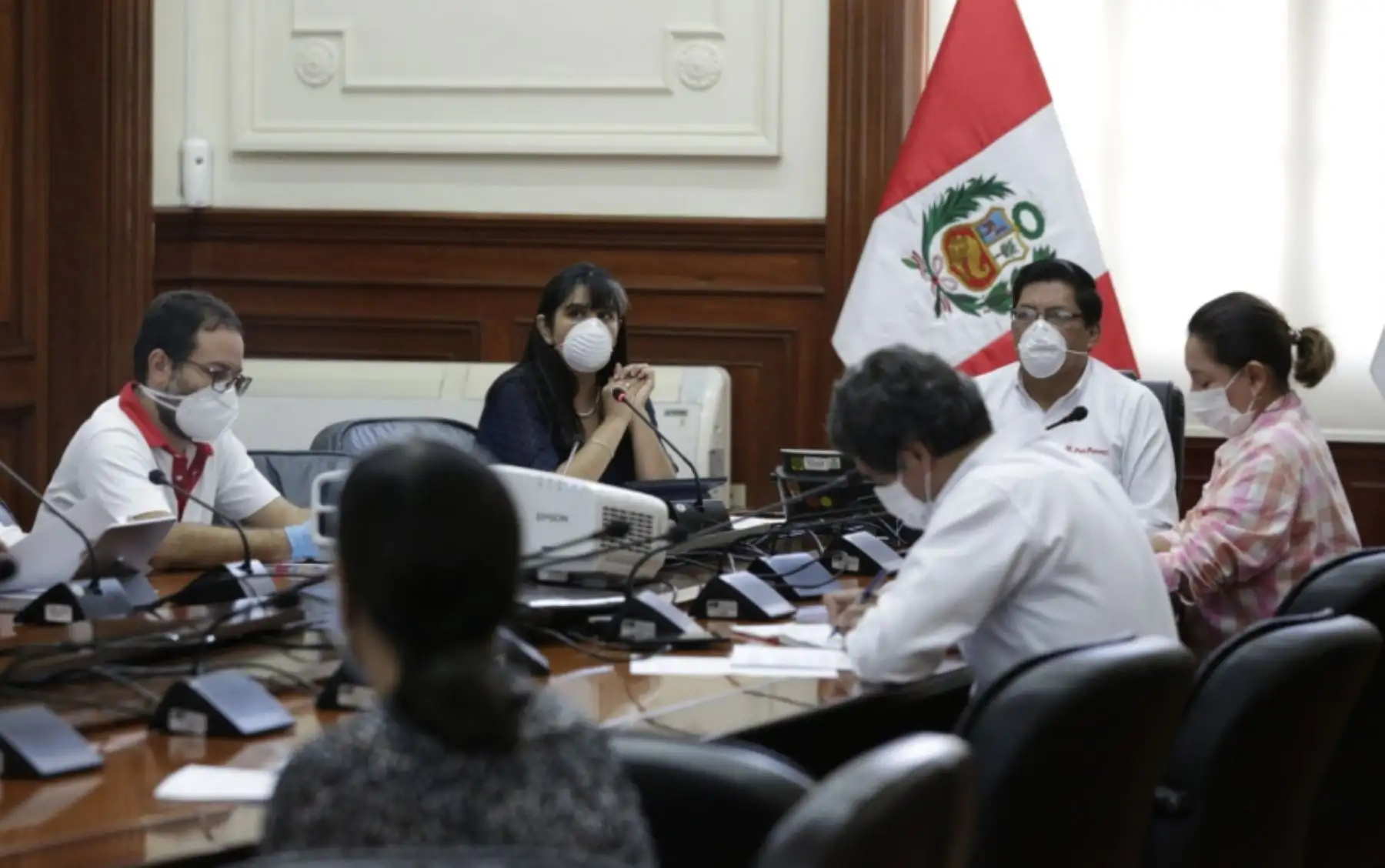 Presidente del consejo de ministros Vicente Zeballos se reúne con Miembros de la Comisión Multisectorial de Alto Nivel contra el Coronavirus, para evaluar las medidas del Ejecutivo en el marco del Estado de Emergencia Nacional.Foto:ANDINA/PCM