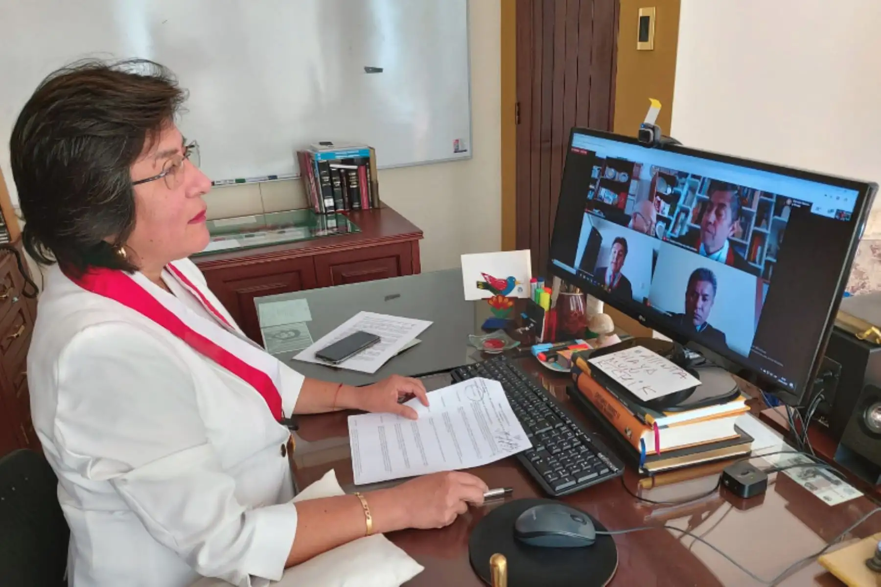 La magistrada Ledesma presidió la audiencia virtual. Foto: ANDINA/difusión.