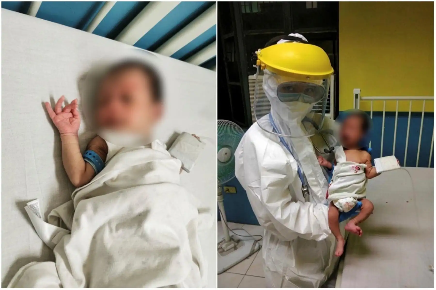 Combo de fotografías que muestran al bebé de 16 días que ha superado la COVID-19 en el Hospital Nacional Pediátrico de Manila, Filipinas. Se trata de el paciente recuperado de más corta edad en el mundo y ha sido llamado Kobe Manjares, en honor al recientemente fallecido jugador del baloncesto Kobe Bryant. Foto: EFE/Departamento de Salud de Filipinas.