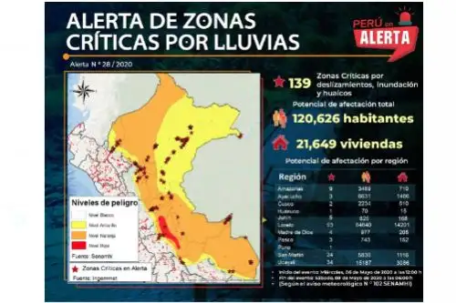 El Ingemmet identificó 139 zonas críticas en alerta por las precipitaciones pluviales que se registran en la Selva. Foto: ANDINA/Difusión