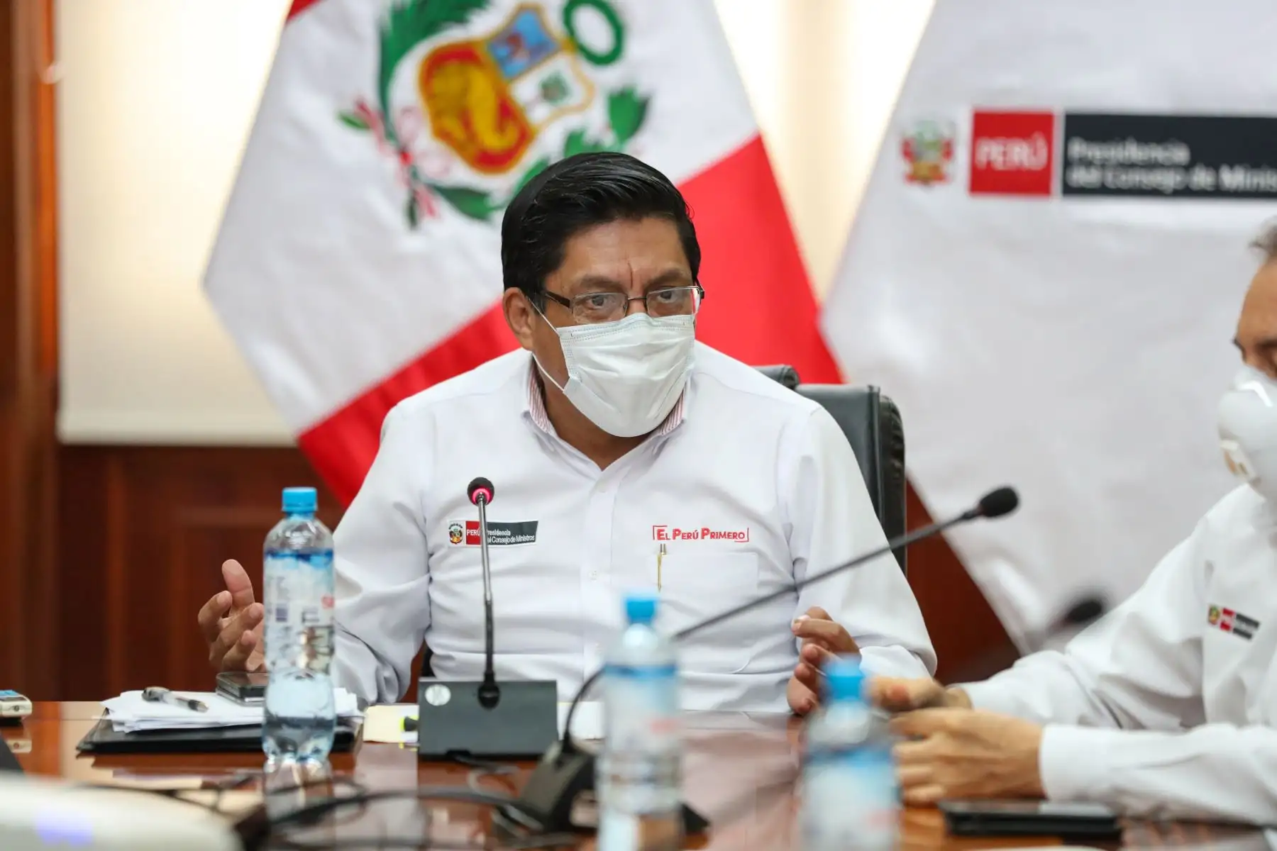 El titular de la Presidencia del Consejo de Ministros, Vicente Zeballos, lidera la Comisión Multisectorial de Alto Nivel contra el Coronavirus, donde se evalúan las últimas medidas en el marco de la emergencia COVID -19.
Foto: PCM