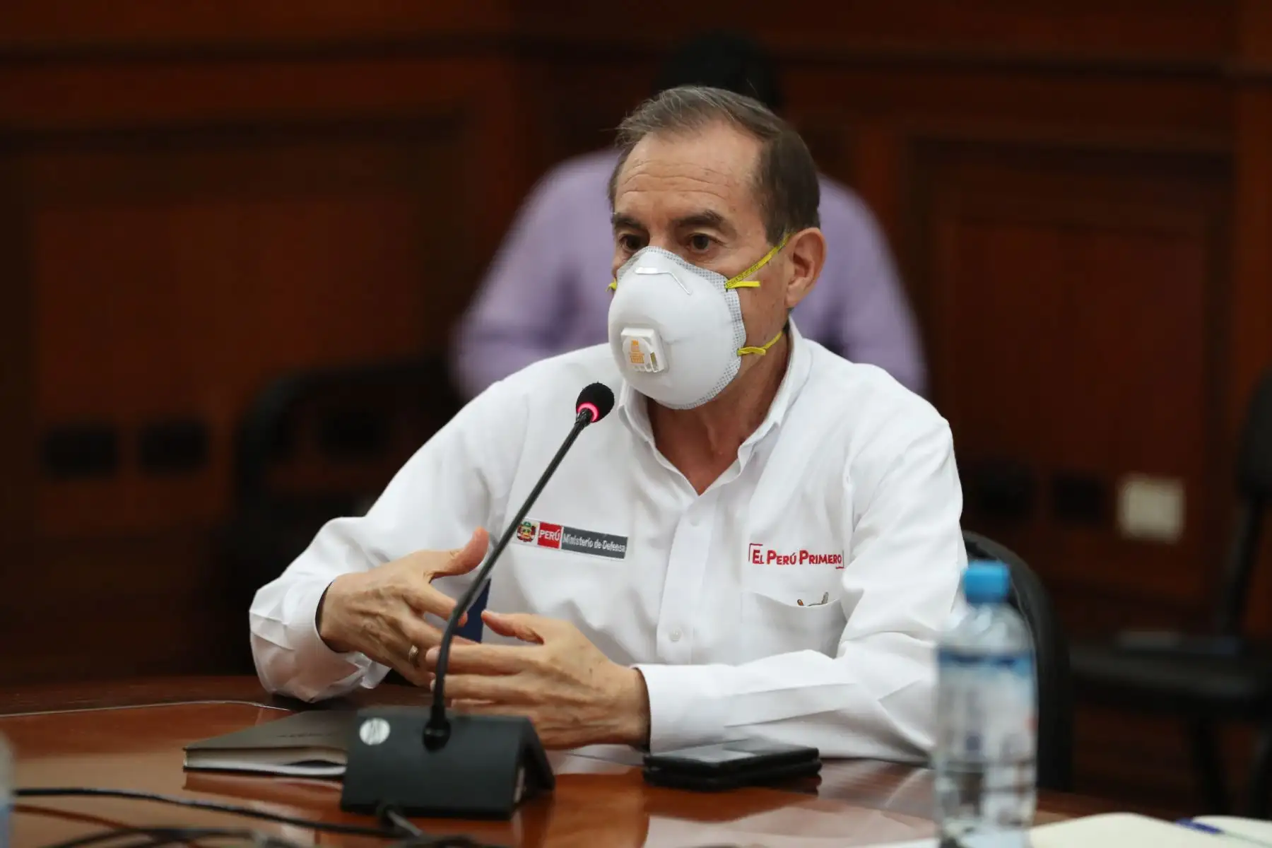 Ministra de Defensa, Walter Martos participa en la reunión de la  Comisión Multisectorial de Alto Nivel contra el Coronavirus, donde se evalúan las últimas medidas en el marco de la emergencia COVID -19.
Foto: PCM
