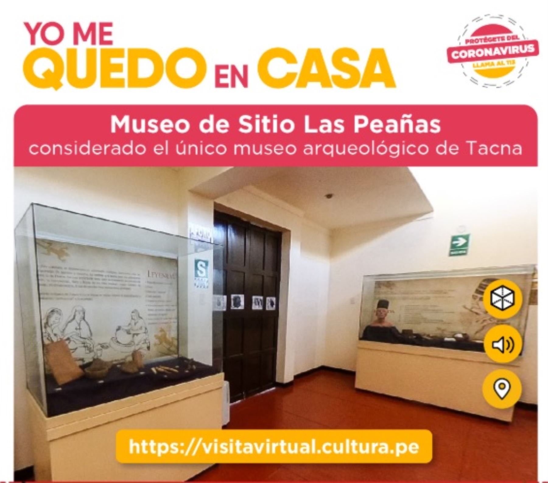 Conocer una de las más grandes colecciones de restos óseos de antiguos peruanos que poblaron hace diez siglos la región Tacna, la más austral del Perú, es posible durante este tiempo de aislamiento social debido al covid-19, con una visita virtual al Museo de Sitio Las Peañas.