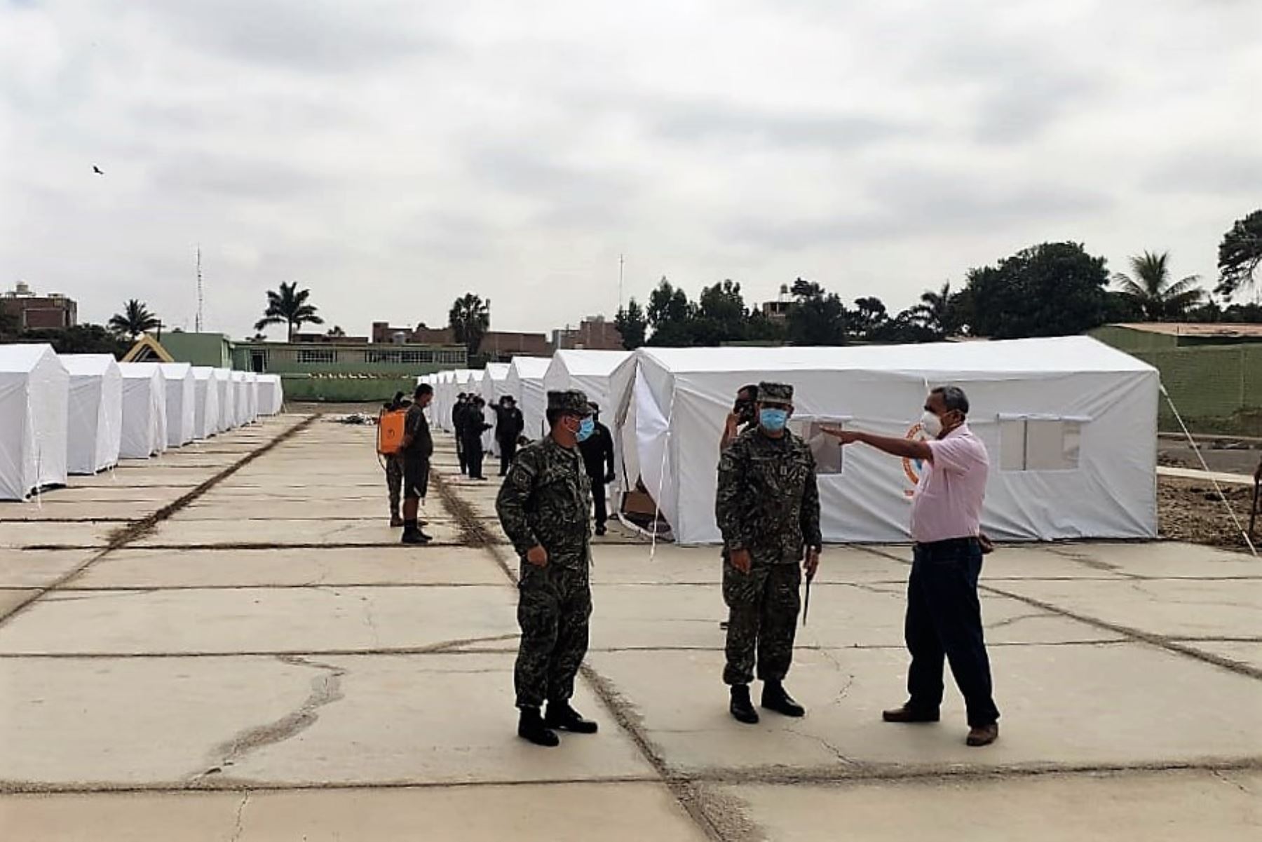 Centro de aislamiento y hospital de campaña entrarán en funciones el lunes 18 en el cuartel Leoncio Prado de Lambayeque.