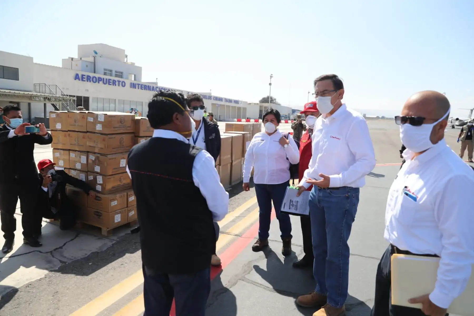 Presidente Martín Vizcarra llegó a Tacna junto al ministro de Salud, Víctor Zamora para evaluar la situación de la pandemia y fortalecer la respuesta y oferta de los servicios de salud. Foto: ANDINA/Prensa Presidencia