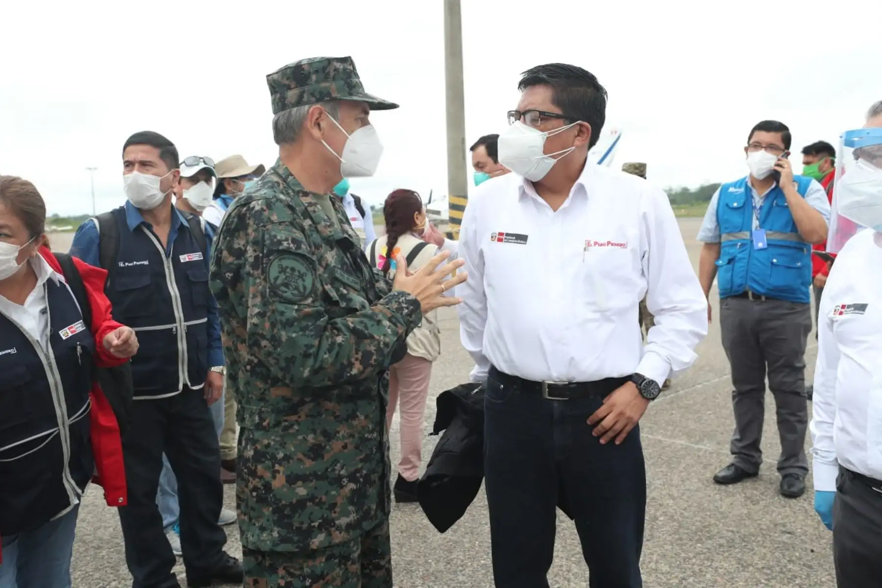 Primer ministro, Vicente Zeballos, arriba a la ciudad de Iquitos para reforzar acciones frente al coronavirus y supervisar entrega de alimentos, pruebas rápidas y medicinas a la población de Loreto. Foto: ANDINA/PCM