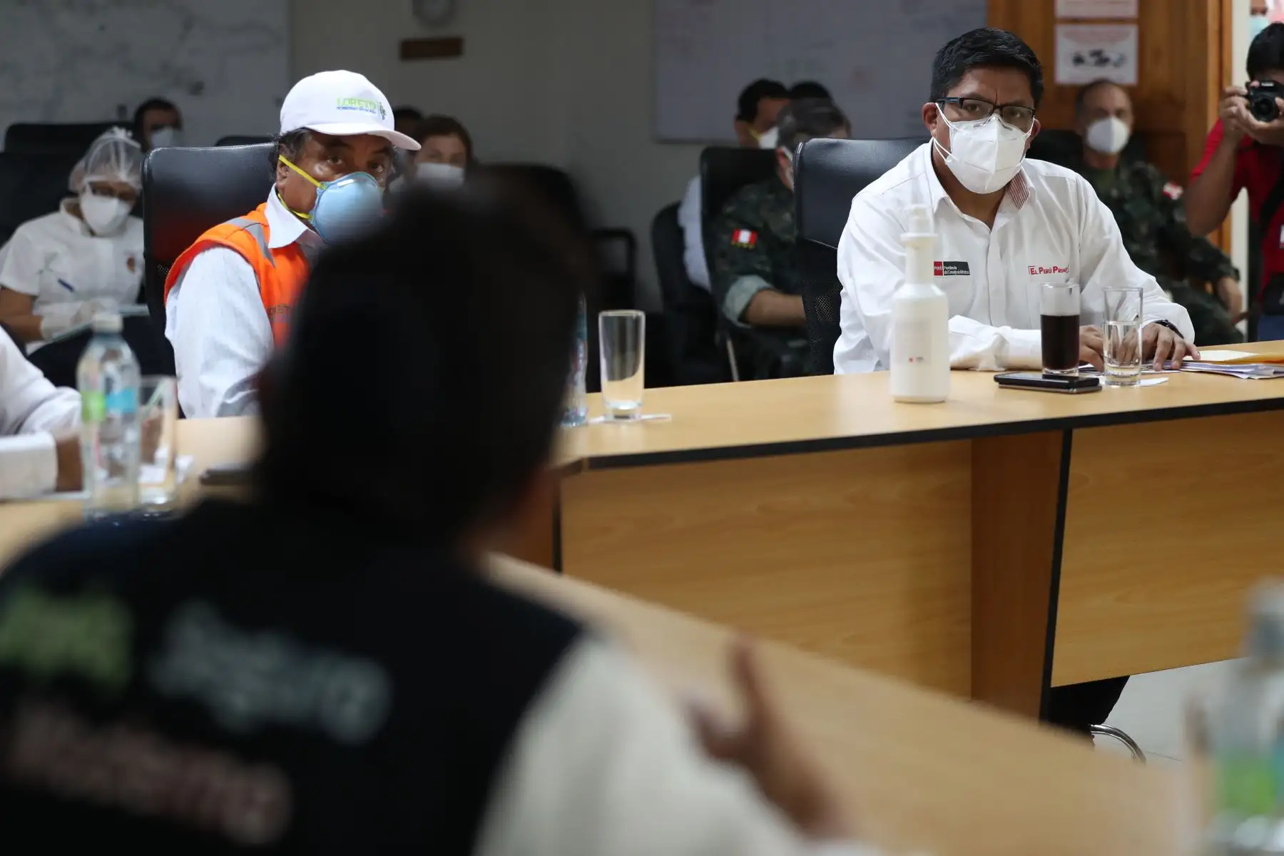 El presidente del Consejo de Ministros, Vicente Zeballos y una comitiva llegaron a Iquitos para inspeccionar el funcionamiento de los servicios de salud, orden interno y mercados, frente a la emergencia sanitaria ocasionada por el Covid-19. Foto: ANDINA/PCM