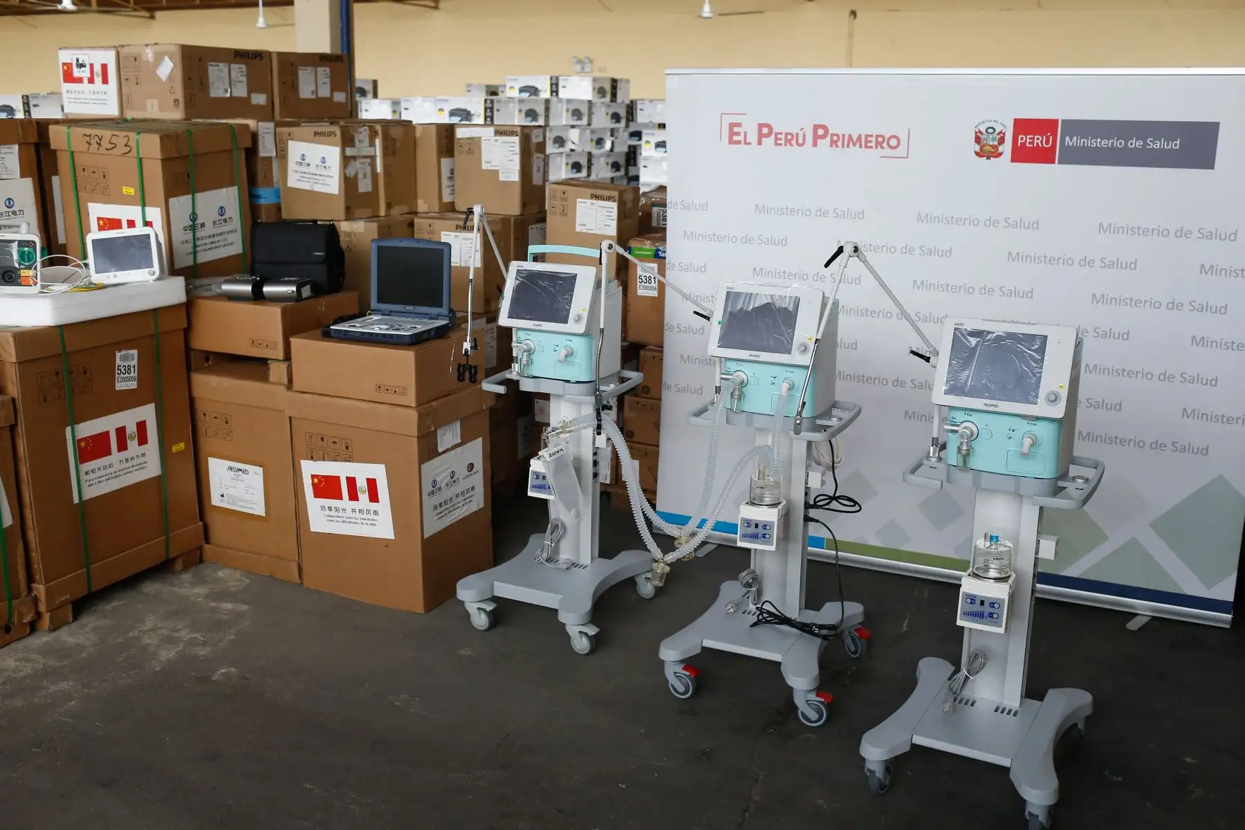 Minsa recibe del gobierno chino donación de equipos médicos para apoyar la lucha contra el Covid-19.
Foto:Minsa