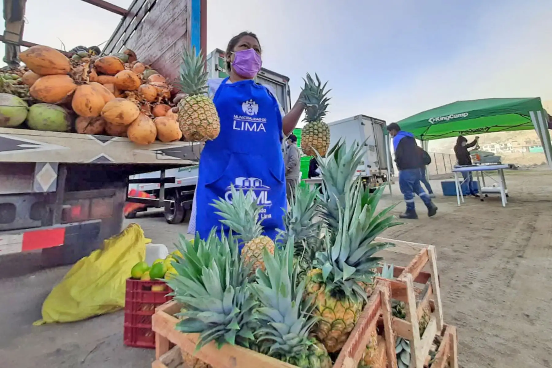 El Mercado Mayorista Movil de la Municipalidad de Lima, que recorre la ciudad con la finalidad de evitar la aglomeración en otros centro de abasto, llegó esta vez al distrito de Lurigancho-Chosica. Foto: ANDINA/Municipalidad de Lima