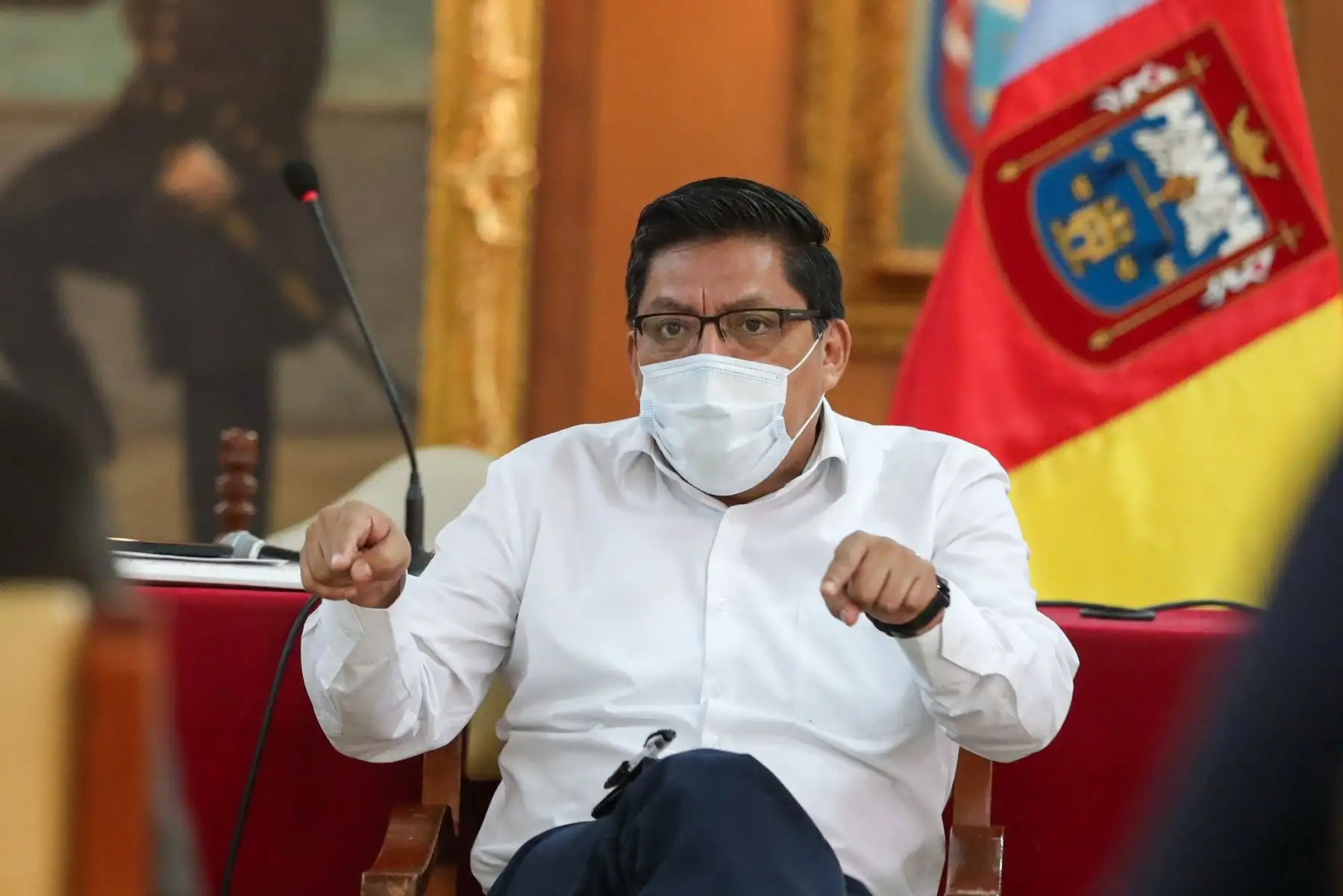 Para coordinar acciones en beneficio de la población de Piura, el premier Vicente Zeballos, sostiene una reunión de trabajo con el segundo vicepresidente del 
Congreso, Guillermo Aliaga; el presidente de la Comisión Covid-19, Leonardo Ingas; y los congresistas de la región Piura. Foto: ANDINA/PCM