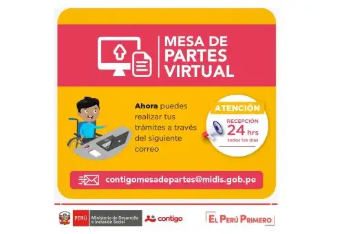 El programa Contigo del Midis inició la atención en su mesa de partes virtual.