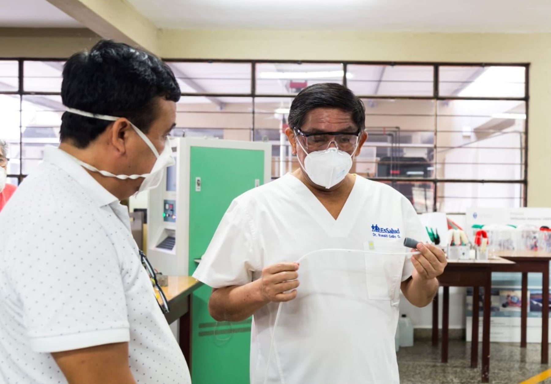 Hospital Santa Rosa de Piura prueba con éxito cánula de oxígeno creada por universidad de Piura para atención de pacientes con coronavirus. ANDINA/Difusión