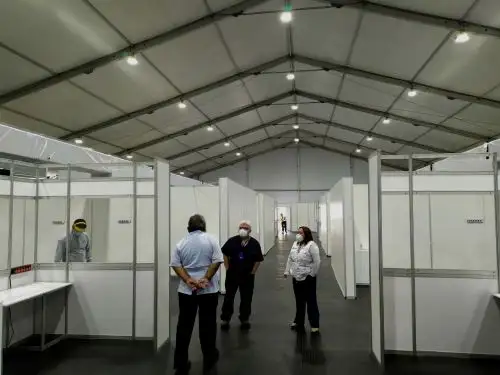 Concluyen la construcción del hospital Covid-19 de EsSalud en Piura y se espera que esta semana se instalen el mobiliario y el isotanque de oxígeno. ANDINA/Difusión