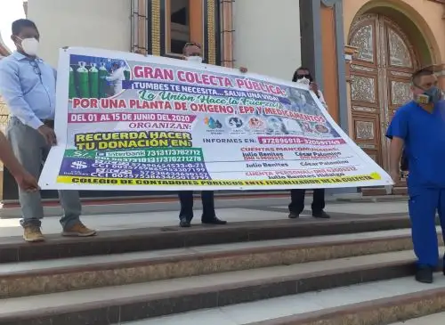 Autoridades, organizaciones y pobladores de Tumbes se unen y emprenden cruzada para comprar una planta de oxigeno para atender a pacientes con coronavirus. ANDINA/Difusión