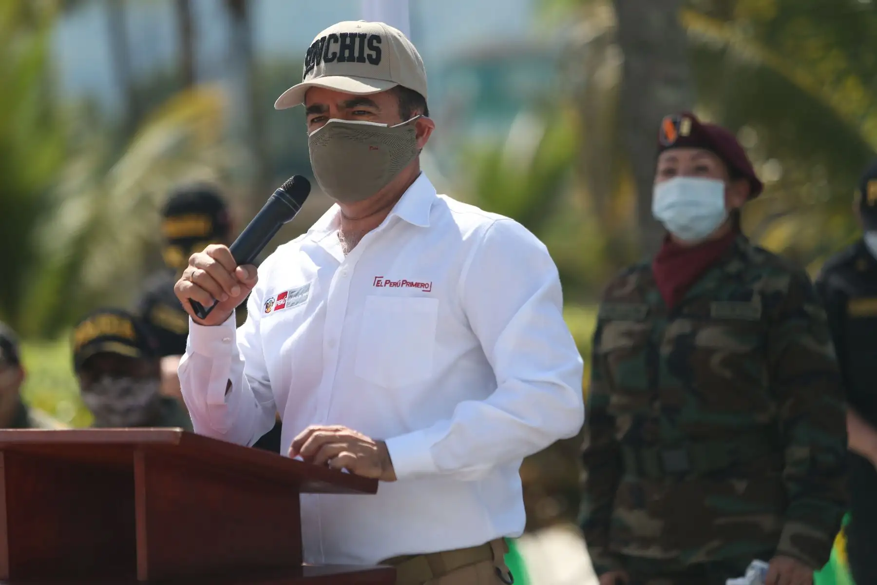 Ministro del Interior Gastón Rodríguez visita la base de los Sinchis de Mazamari y presenta el operativo PNP donde se decomisó más 1,466 kilos de cocaína y la detención de 15 personas. Foto: ANDINA/ Jhonel Rodríguez Robles