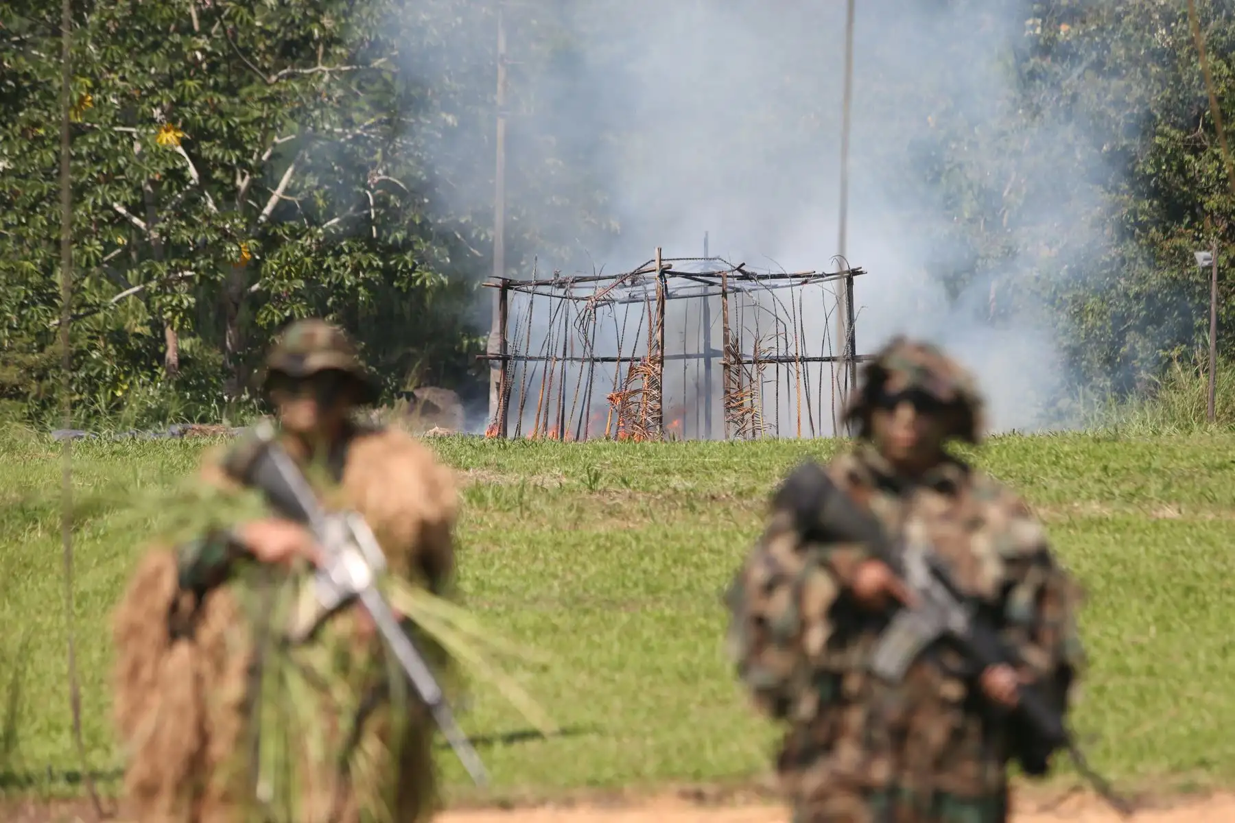 Los Sinchis realizaron una demostración de sus entrenamientos en tierra y sus maniobras tácticas aplicadas en operaciones de combate. Foto: ANDINA/Jhonel Rodríguez