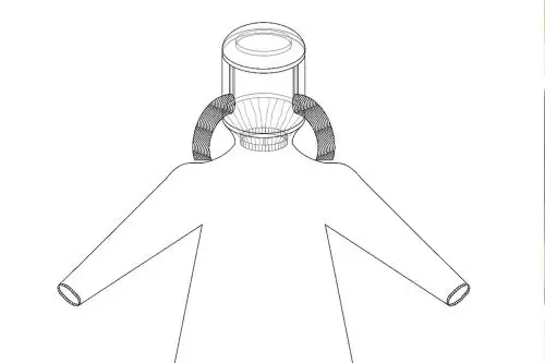 La principal novedad de este invento son los filtros tipo trompa que lleva el casco