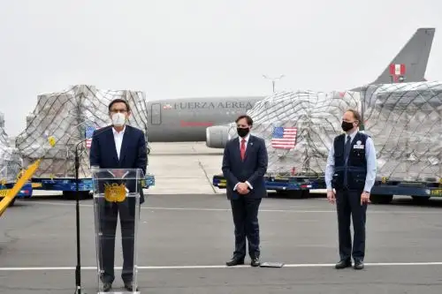 Peru President attends delivery of 250 mechanical ventilators donated by US Government