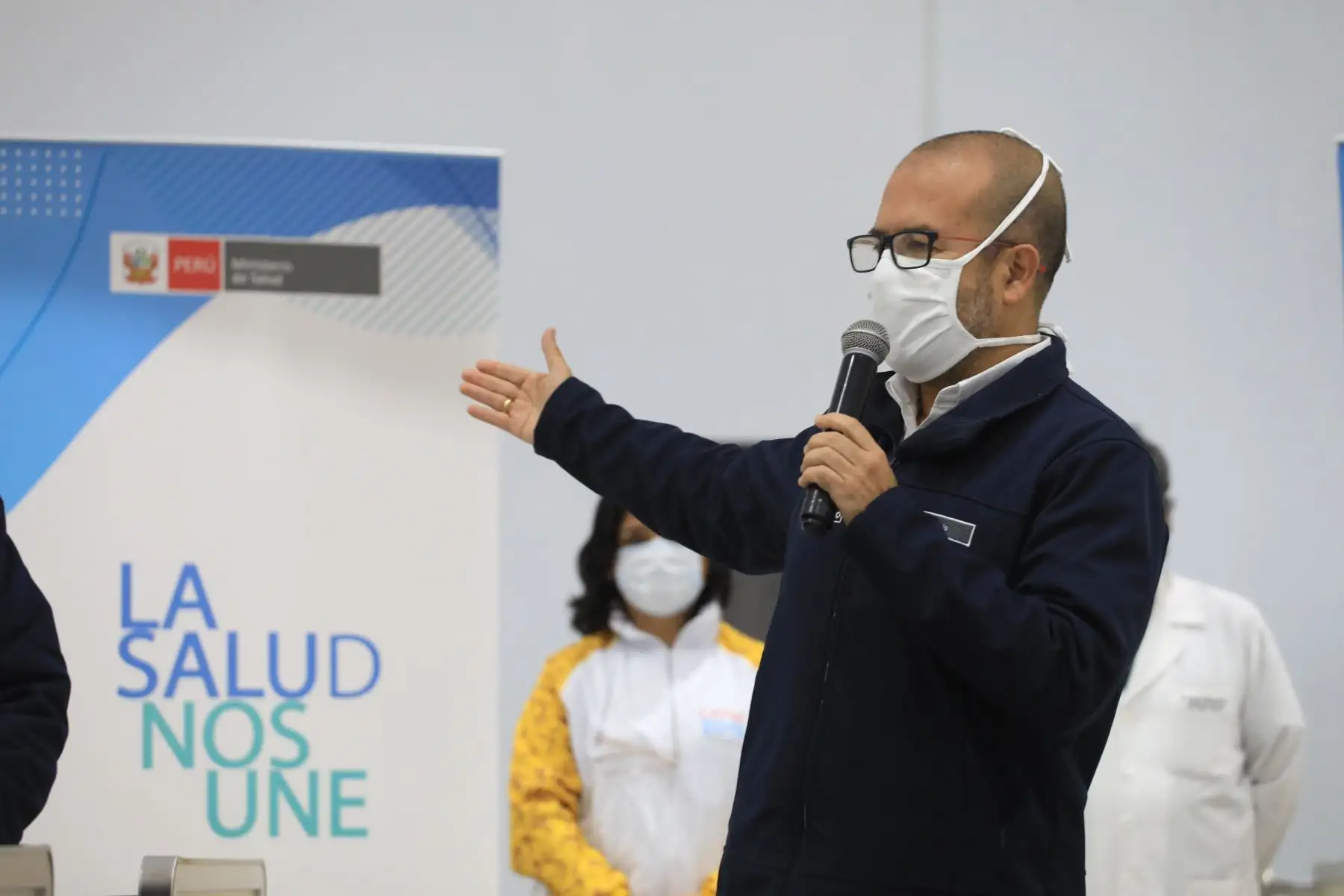El Ministro de Salud Victor Zamora inauguró Centro de Atención y Aislamiento para pacientes Covid-19 en el Hospital Sergio Bernales en  Collique. Foto:ANDINA/Minsa