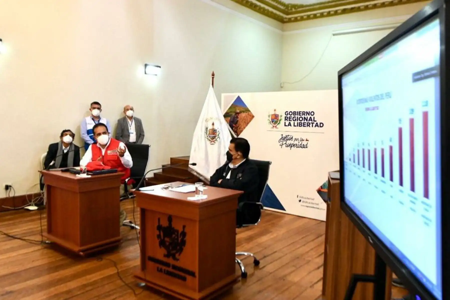 El Ministro Gastón Rodríguez: "Venimos a articular acciones con el Gobierno regional de la La Libertad y también a inspeccionar la labor que realiza la Policía Nacional además para conocer las carencias que tienen y gestinar el apoyo logístico necesario" 

Foto:@MininterPeru.