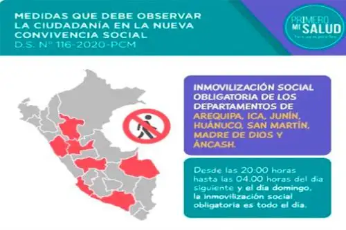 Desde mañana miércoles 1 de julio regirá la ampliación del estado de emergencia nacional hasta el 31 de julio, pero con una cuarentena focalizada en los departamentos de Áncash, Arequipa, Huánuco, Ica, Junín, Madre de Dios y San Martín.
