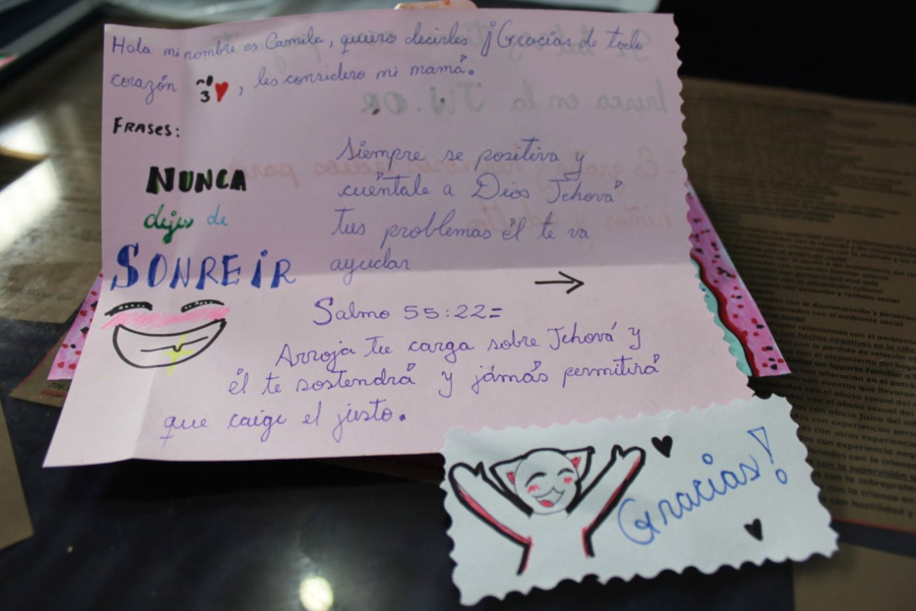 Pequeños chimbotanos escriben tiernas cartas a médicos del hospital La Caleta. Foto: cortesía Gonzalo Horna.