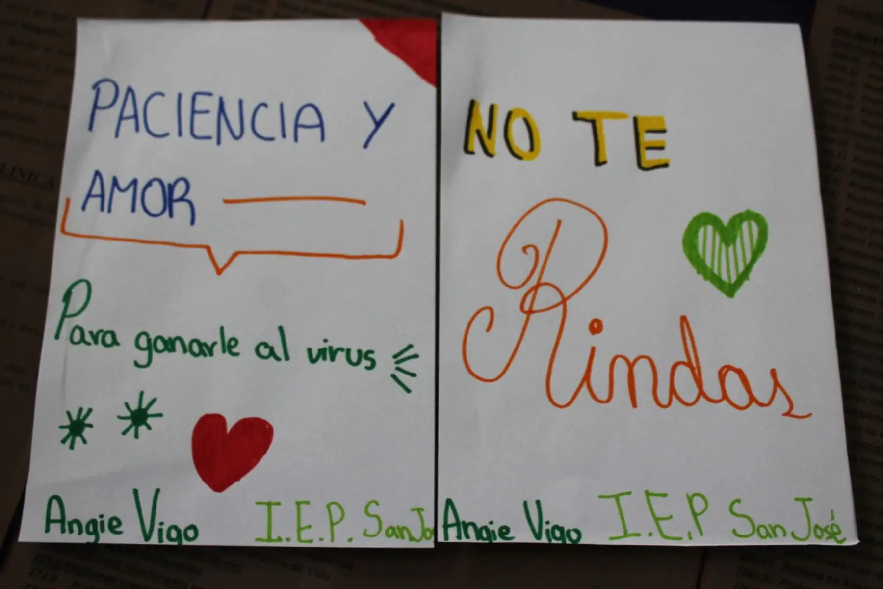 Pequeños chimbotanos escriben tiernas cartas a médicos del hospital La Caleta. Foto: cortesía Gonzalo Horna.