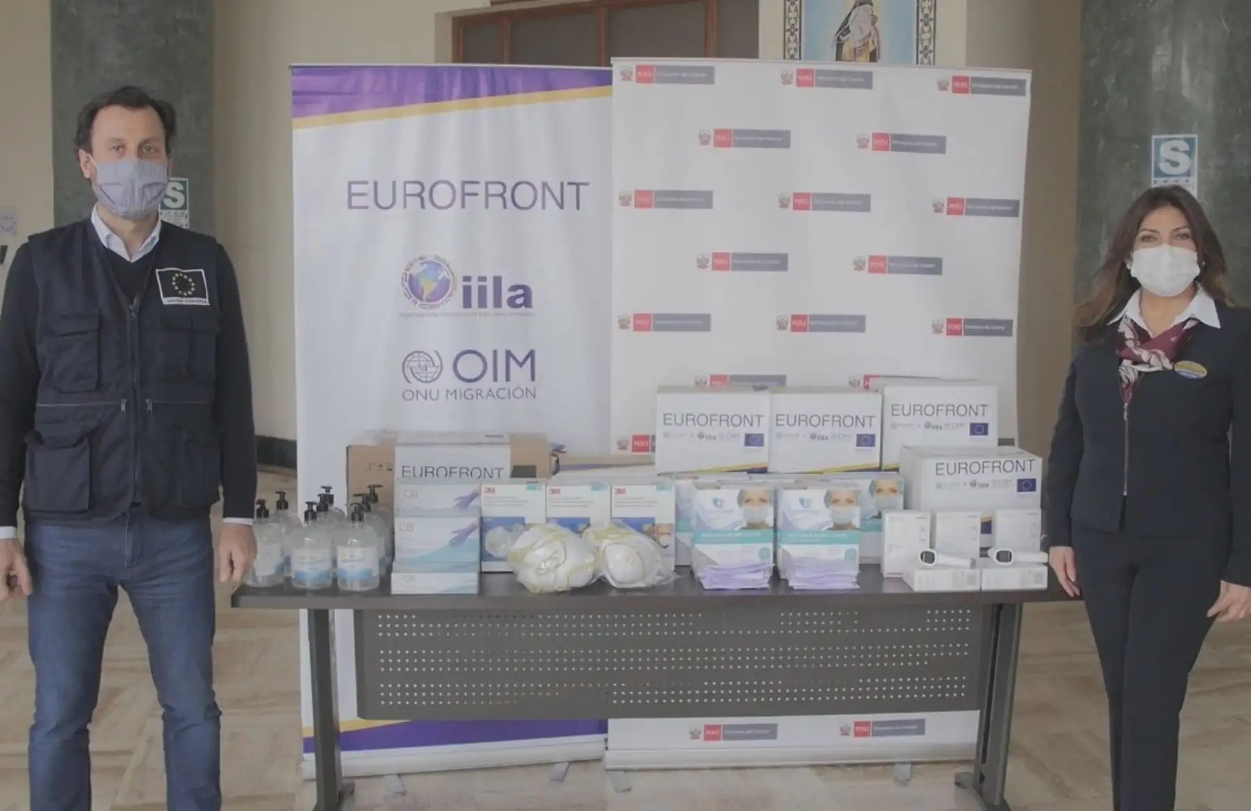 Unión Europea y la Organización Internacional para las Migraciones donaron equipos de protección frente al coronavirus al puesto de control fronterizo de Puno. ANDINA/Difusión