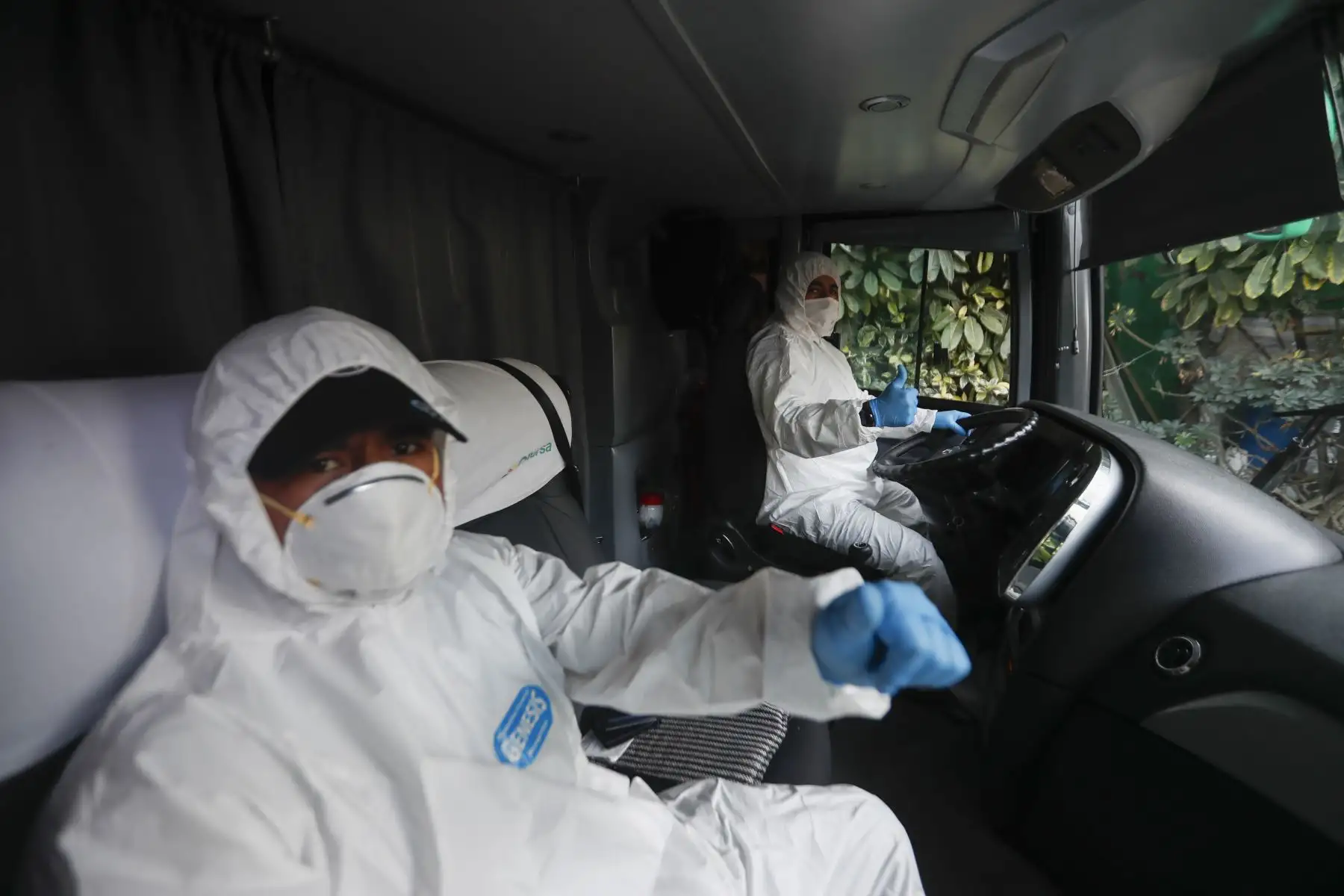 Empresa de transporte interprovincial “Oltursa” presenta protocolos de bioseguridad que aplicará al realizar sus viajes al interior del país durante estado de emergencia por coronavirus covid-19. Conductores de las unidades de transporte contarán con equipo completo de bioseguridad. Foto: ANDINA/Renato Pajuelo