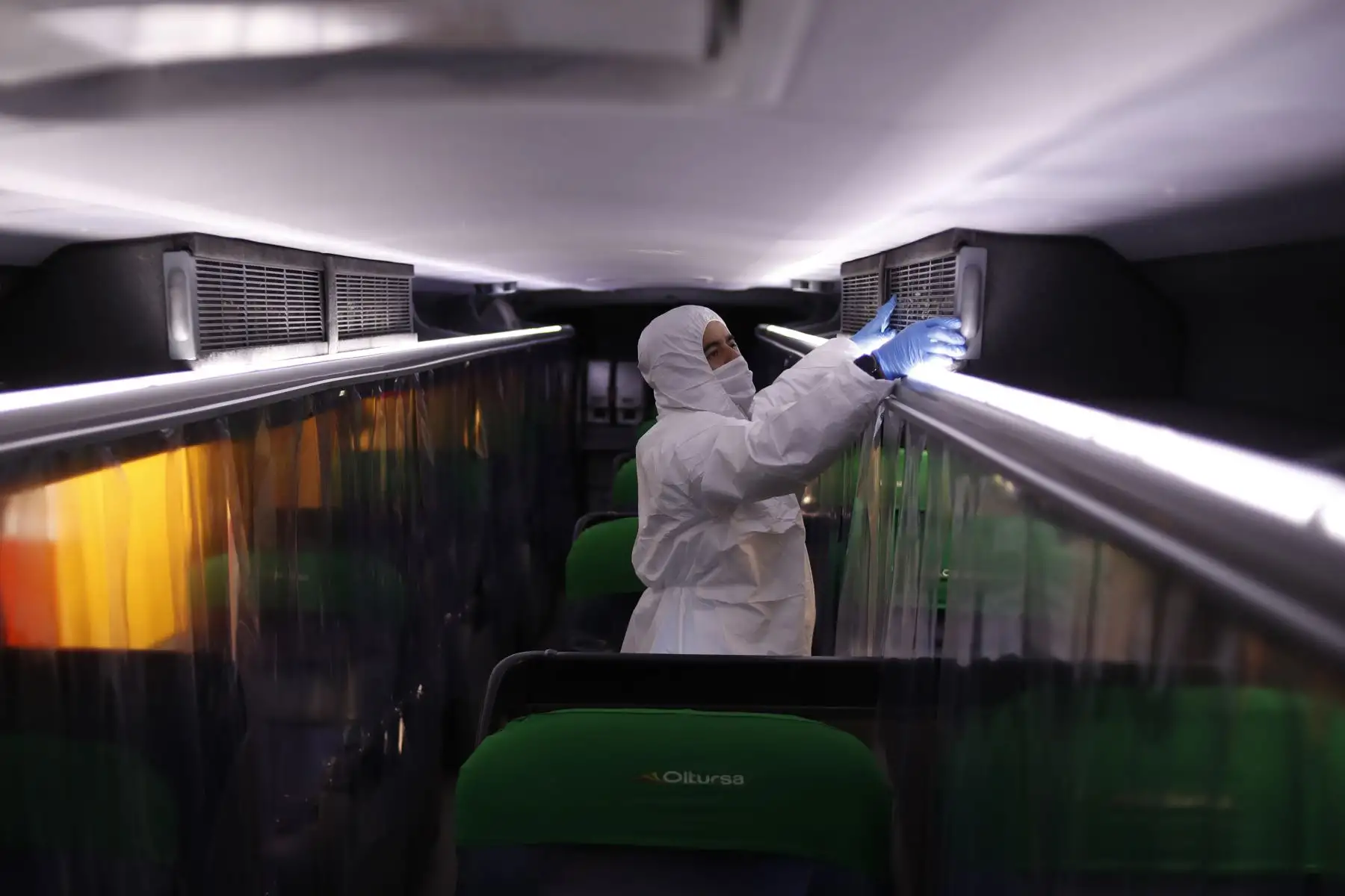 Empresa de transporte interprovincial “Oltursa” presenta protocolos de bioseguridad que aplicará al realizar sus viajes al interior del país durante estado de emergencia por coronavirus covid-19. Foto: ANDINA/Renato Pajuelo