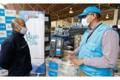 El Fondo de las Naciones Unidas para la Infancia donó 40 compresores de oxígeno al Ministerio de Salud. Foto: Minsa