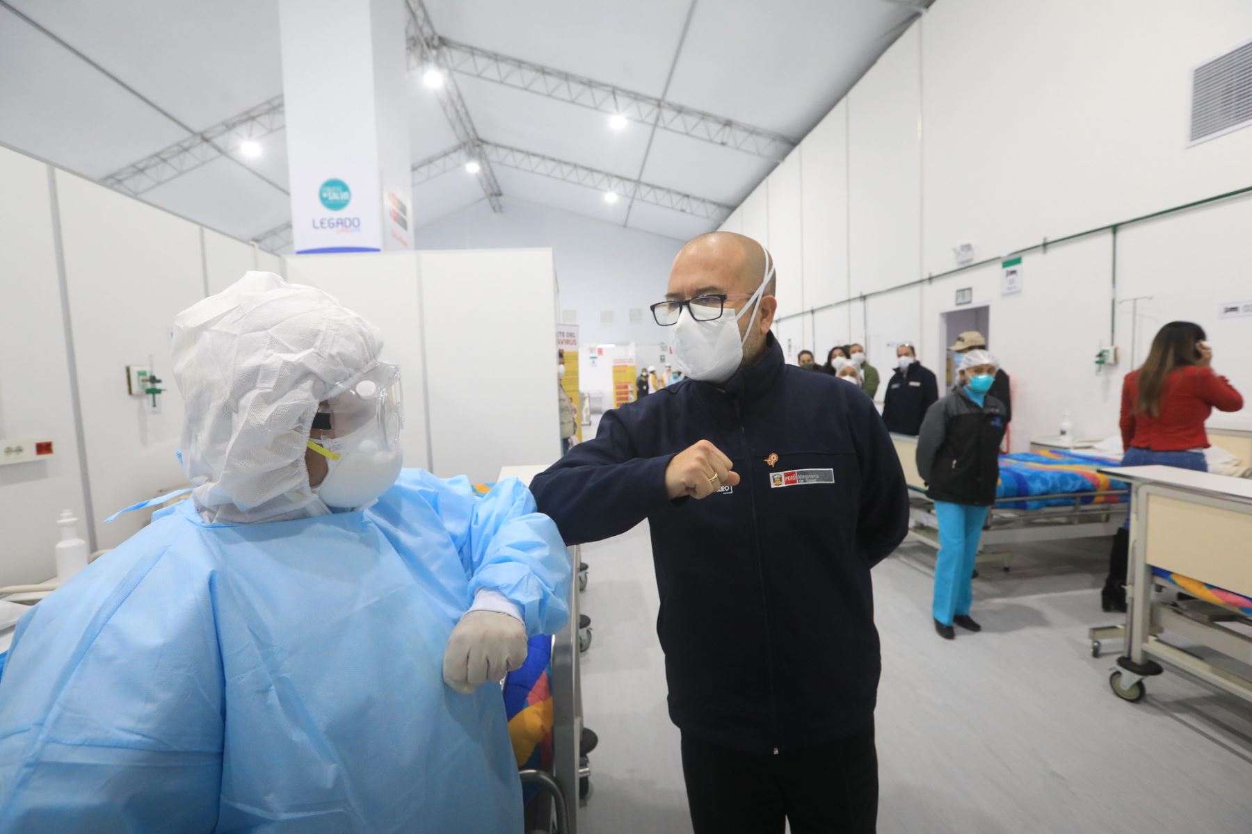 Ministro de Salud, Víctor Zamora, inspecciona establecimiento de atención temporal para pacientes leves de covid-19. ANDINA/Difusión