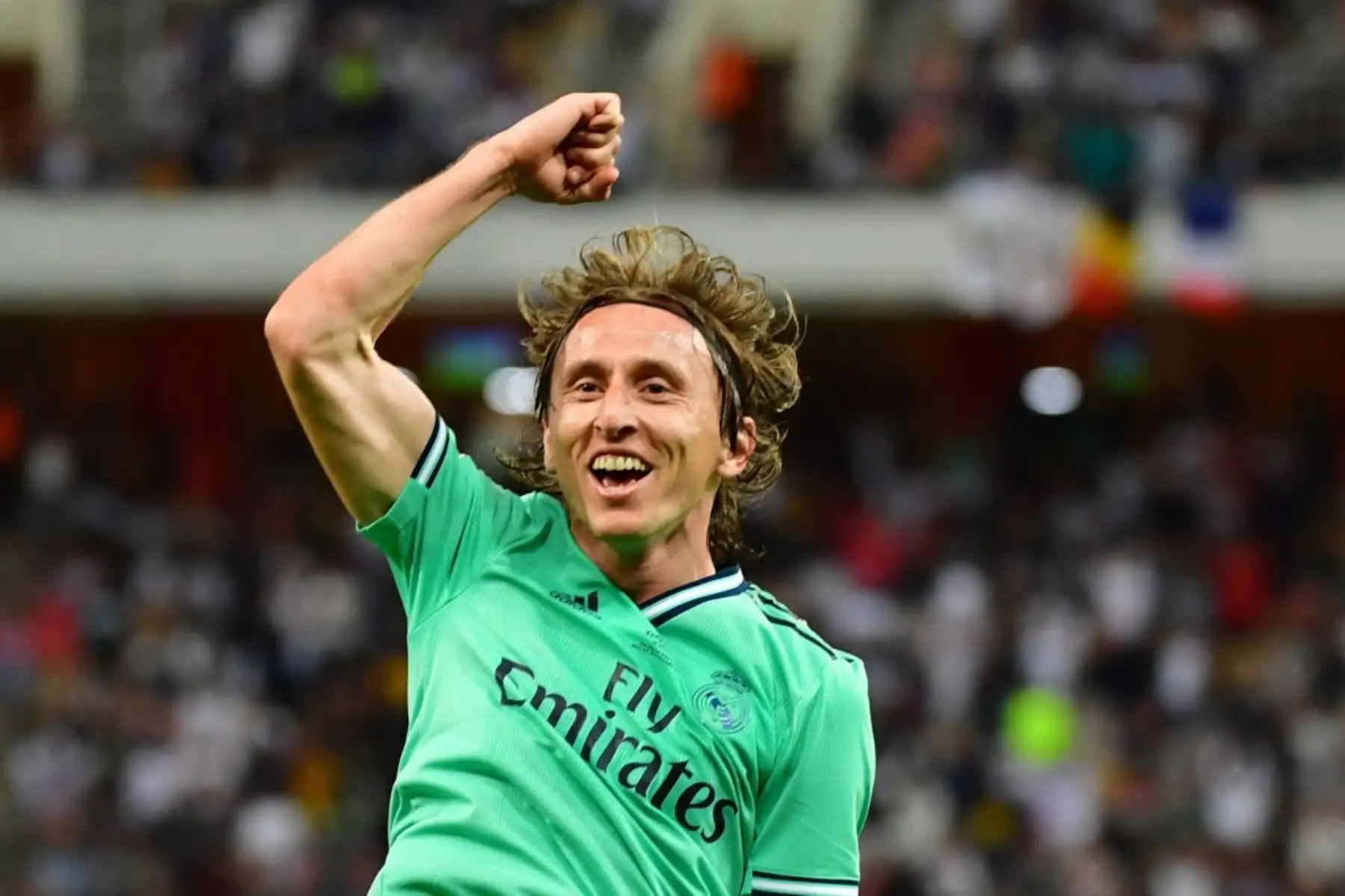 El centrocampista croata del Real Madrid, Luka Modric, celebra su gol durante la semifinal de la Supercopa de España entre Valencia y Real Madrid. Foto: AFP